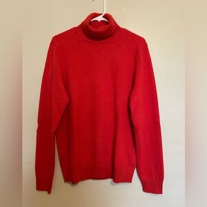 Uniqlo Vibrant Red-Orange 100% Cashmere Turtleneck Sweater